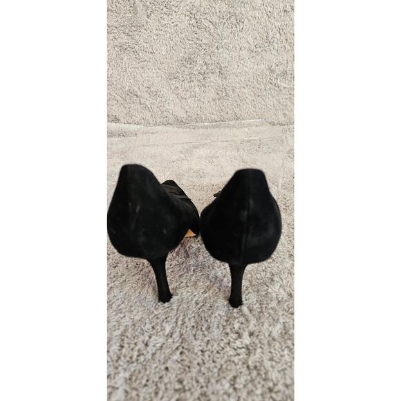 Vintage Isaac Mizrahi‎ Pointed Toe Slip On Suede Pump Heels Women Size 10B Black - Picture 5 of 9
